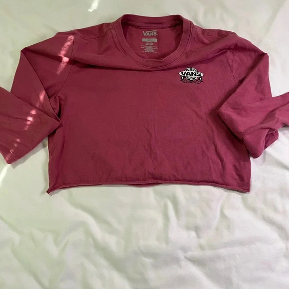 Vans Women's Long Sleeve Mauve Crop Top with Vans Logo | Size Small - Picture 4 of 7